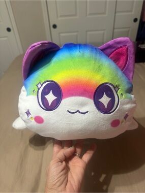 Rainbow Cat Plush Stuffed Animal - Multicolor Cute Squishy Pillow